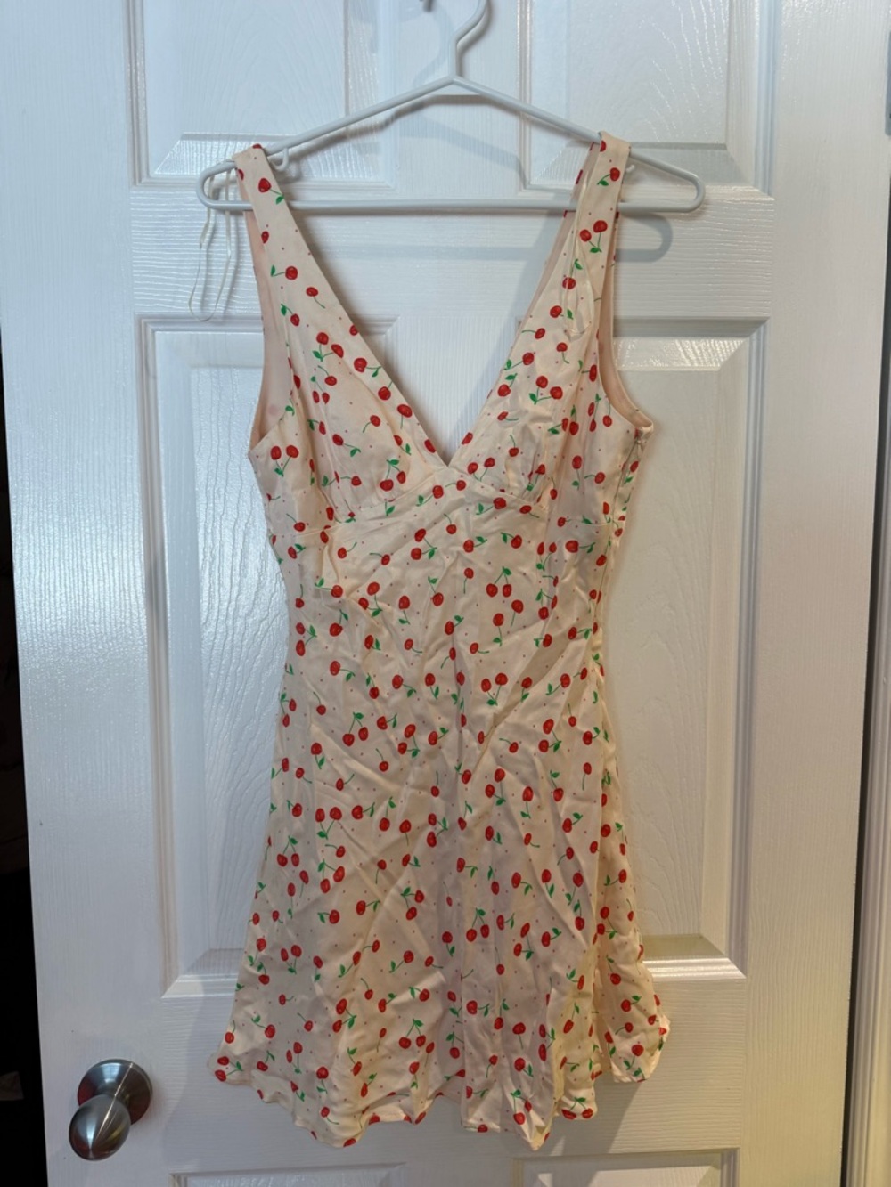 Zara Cream Mini Dress with Red Cherry Print
